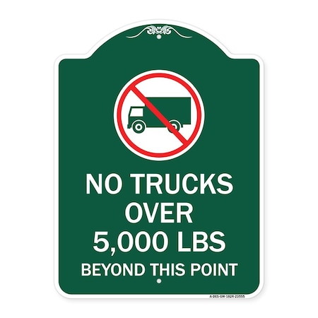 Signmission No Trucks Over Editable Weight Beyond This Point W/ Graphic Heavy-Gauge Alum, 18" H, GW-1824-23555 A-DES-GW-1824-23555